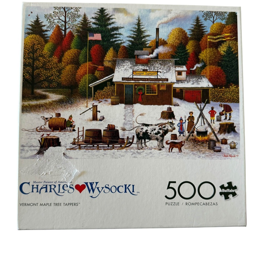 Buffalo Charles Wysocki Vermont Maple Tree Tappers 500 Piece Puzzle UNCOUNTED